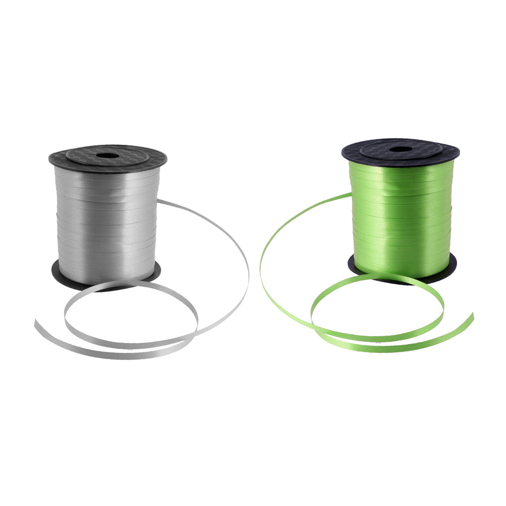2 Roll 225 Meter Balloon Curling Ribbon Wedding Baloon Ribbon Green & Silver