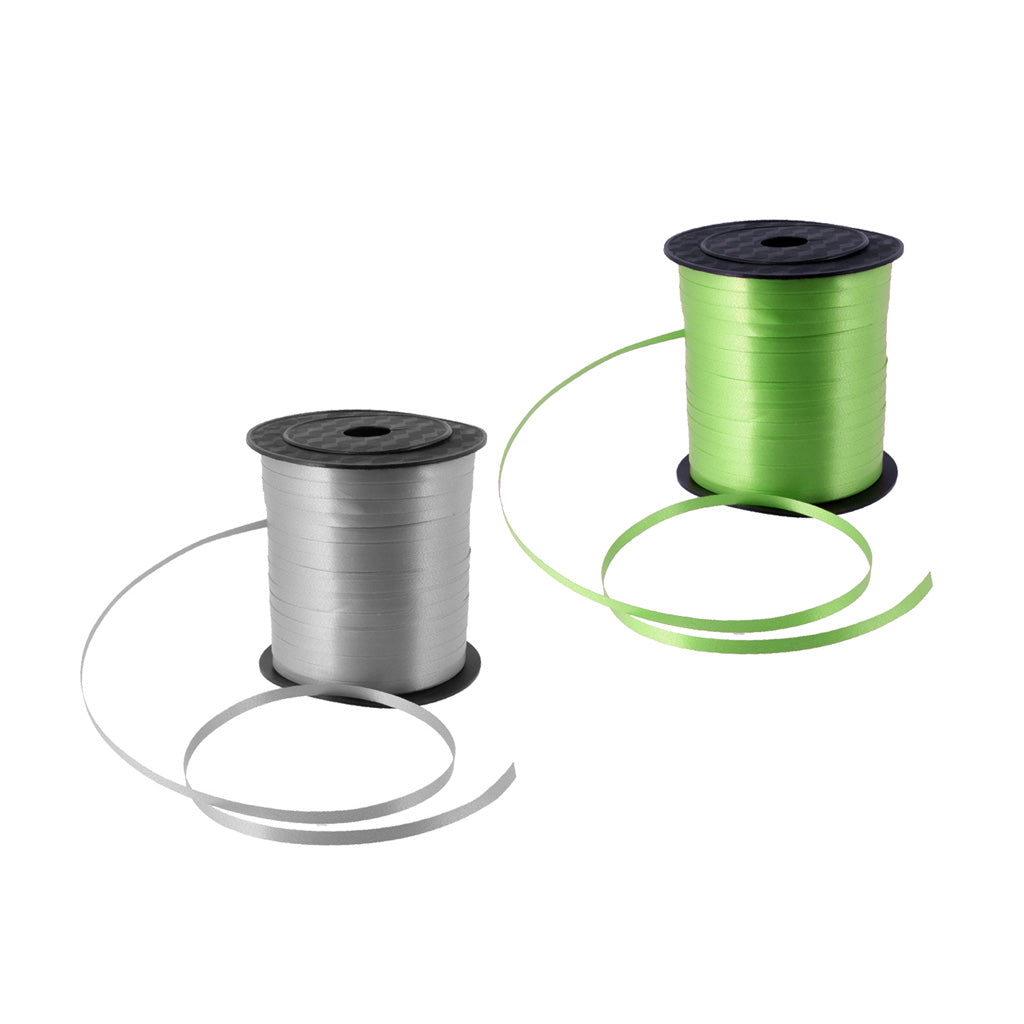 2 Roll 225 Meter Balloon Curling Ribbon Wedding Baloon Ribbon Green & Silver
