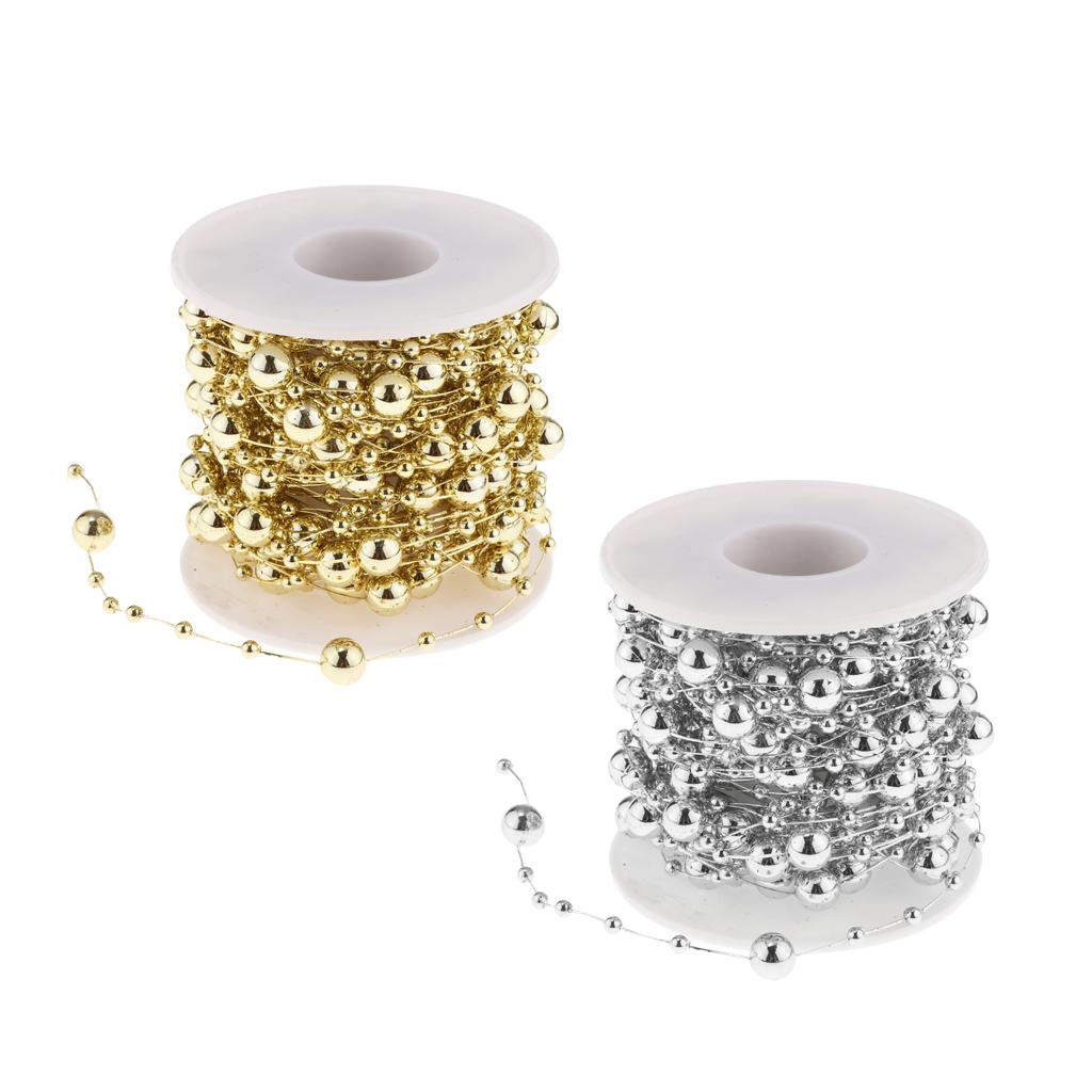 2 Roll Artificial Beads String Strand Garland Wedding Venue Decor DIY Craft