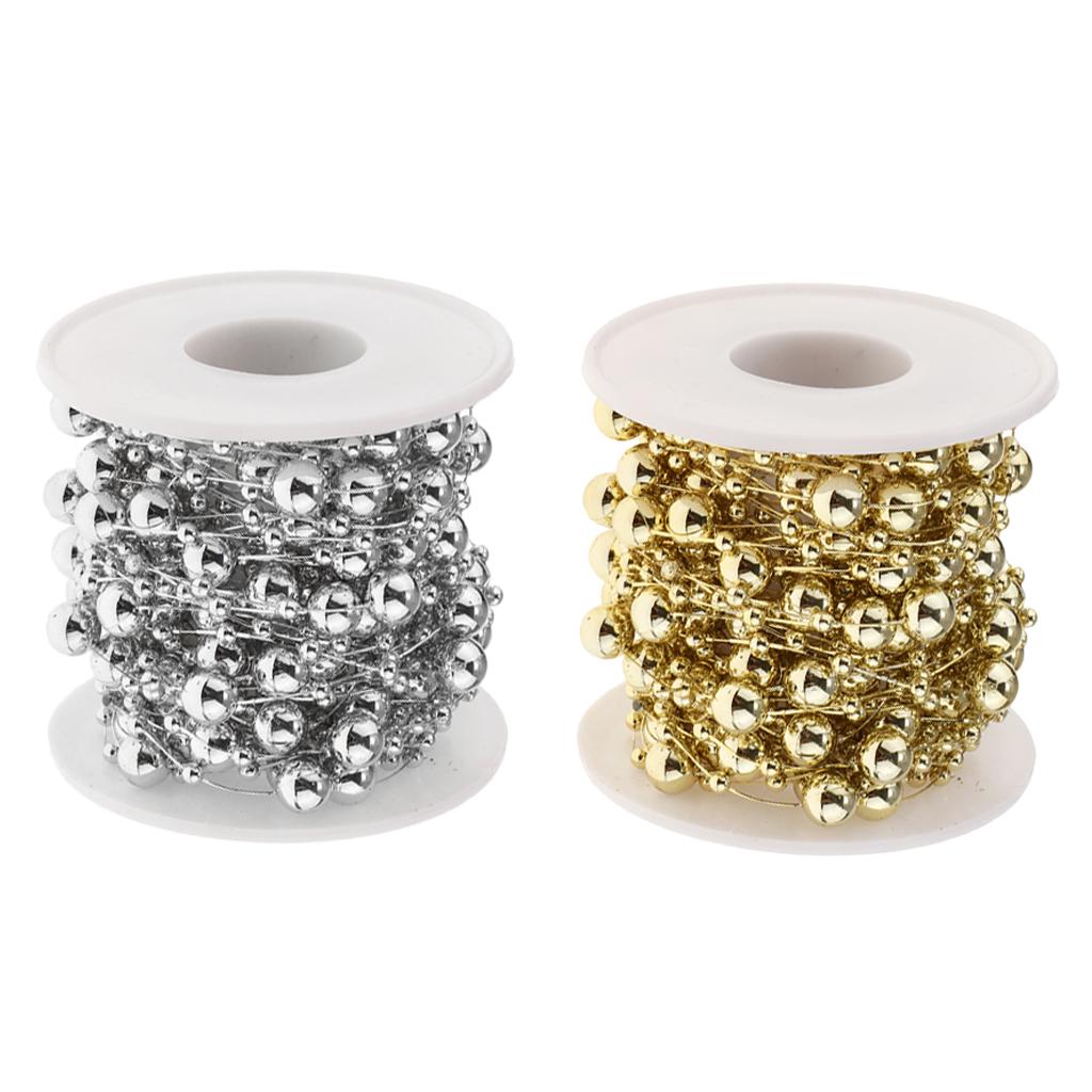 2 Roll Artificial Beads String Strand Garland Wedding Venue Decor DIY Craft