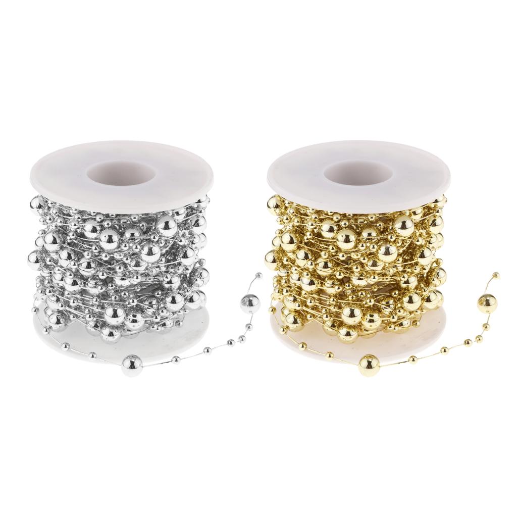 2 Roll Artificial Beads String Strand Garland Wedding Venue Decor DIY Craft