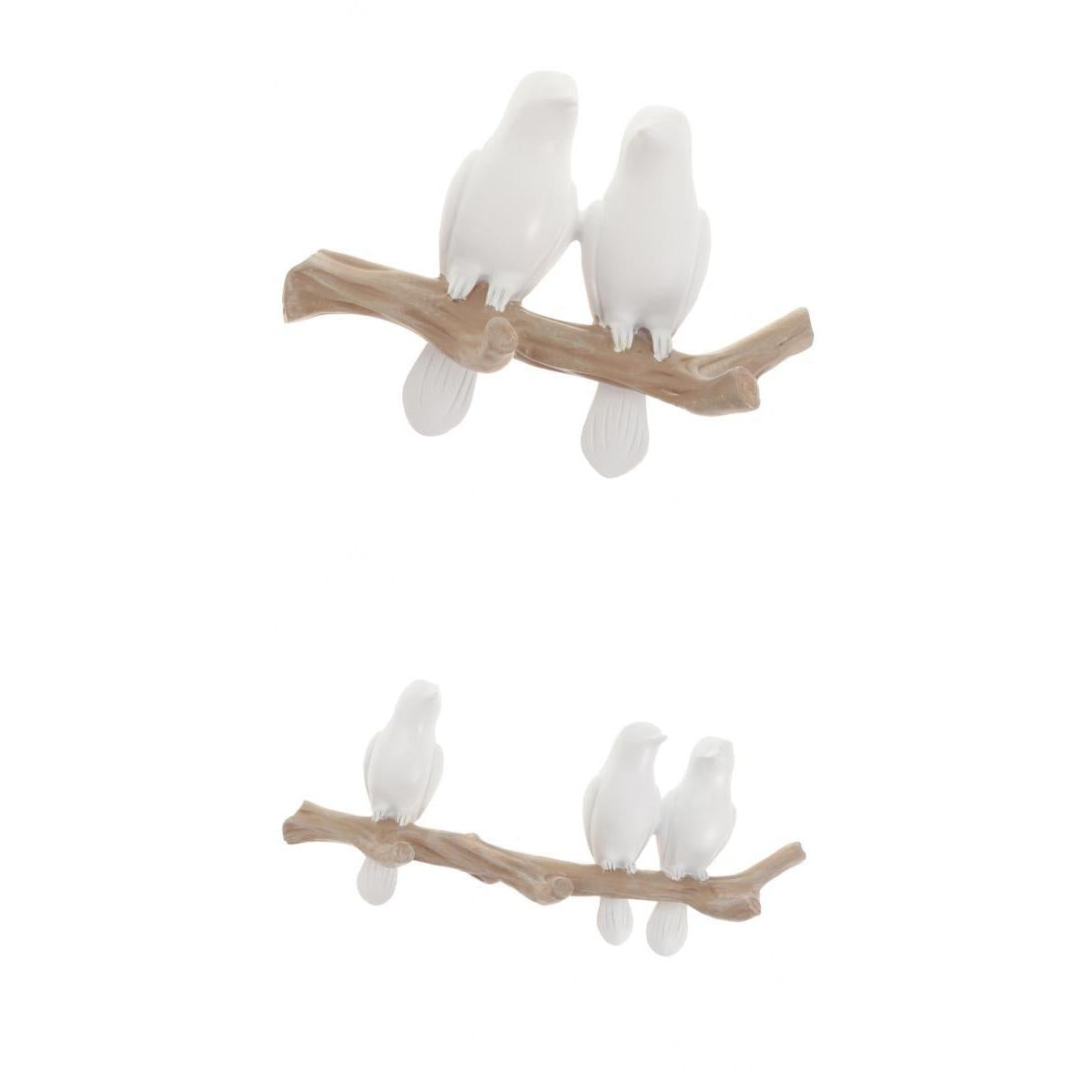 2x Wall Mounted Resin Coat Robe Hook Birds On tree Branch Hanger Rack