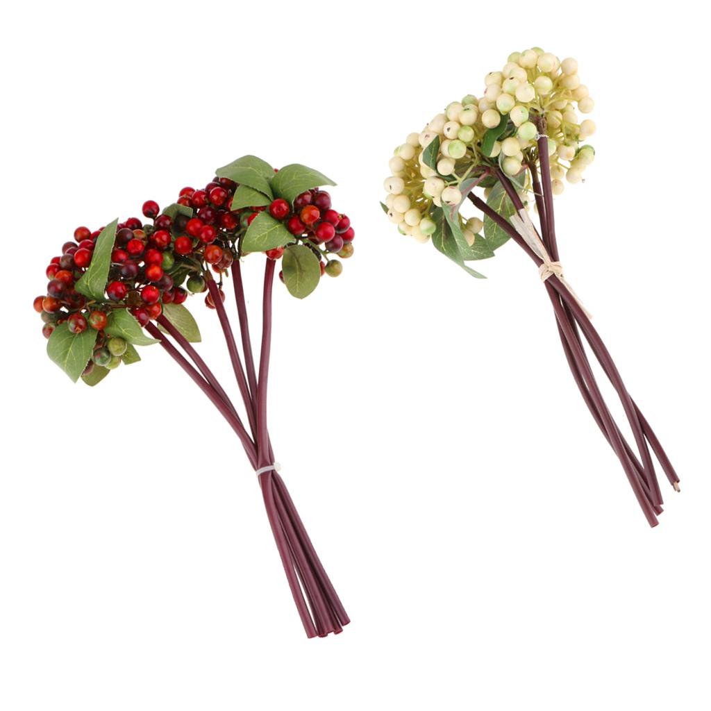 2 bunches Artificial Berries Bush Flower Plants Wedding Home Garden Decor