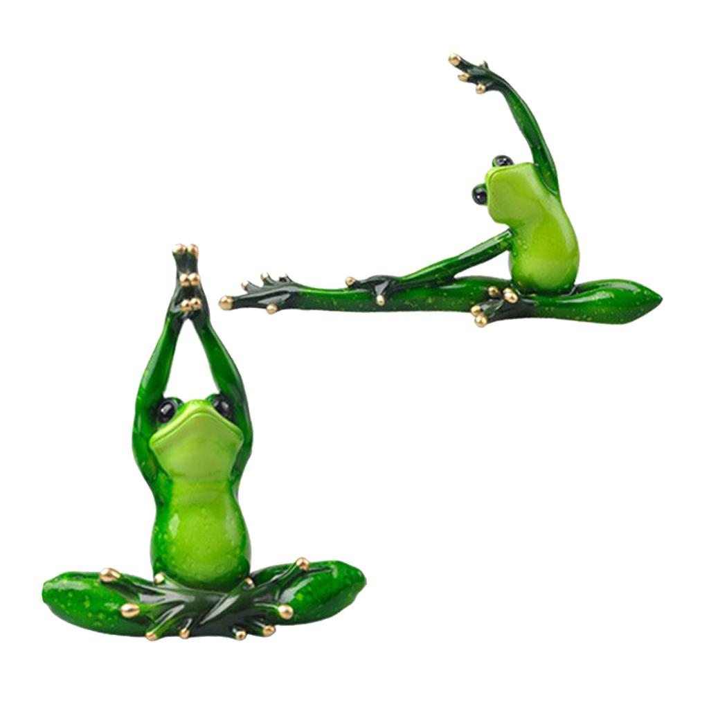 2x Resin Creative 3D Craft Frog Figurine Office Desk Car Dashboard Ornament