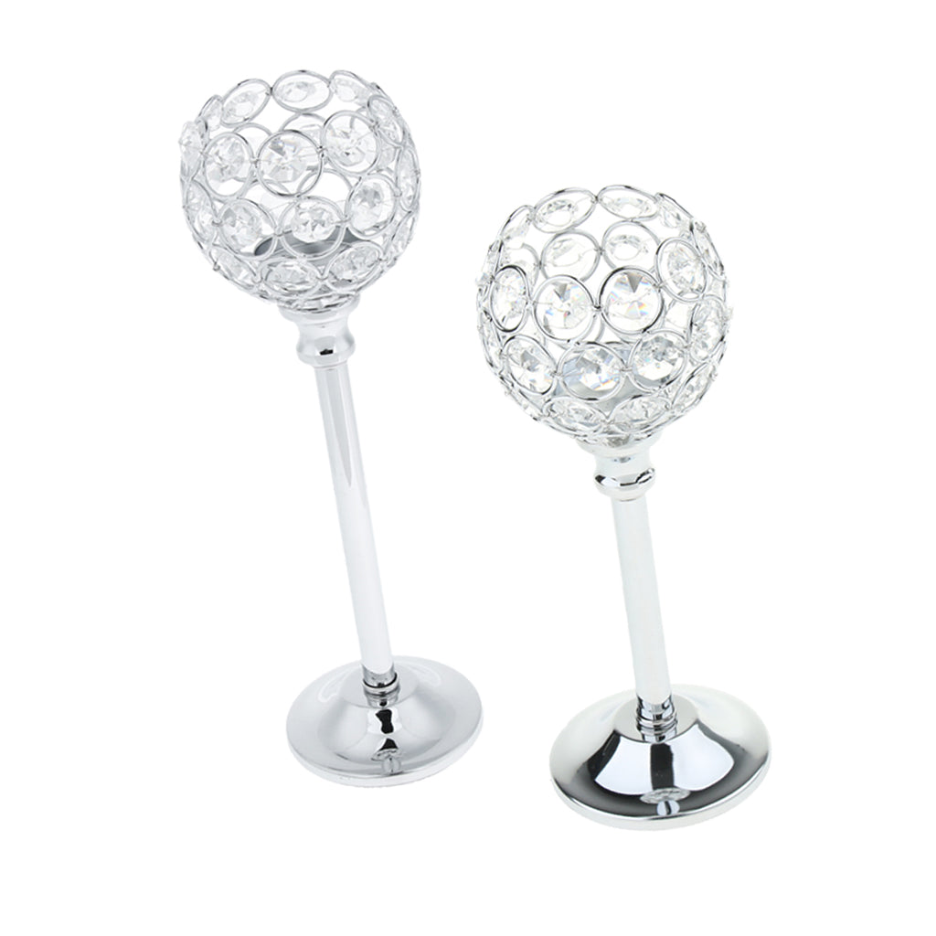 2x Mosaic Crystal Candle Holder Tealight Stand Candelabra Candlestick Silver