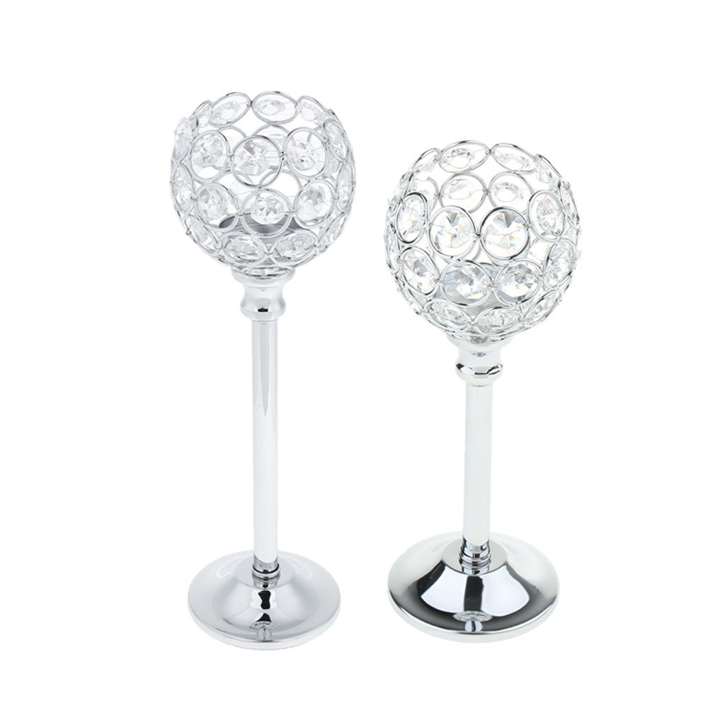 2x Mosaic Crystal Candle Holder Tealight Stand Candelabra Candlestick Silver