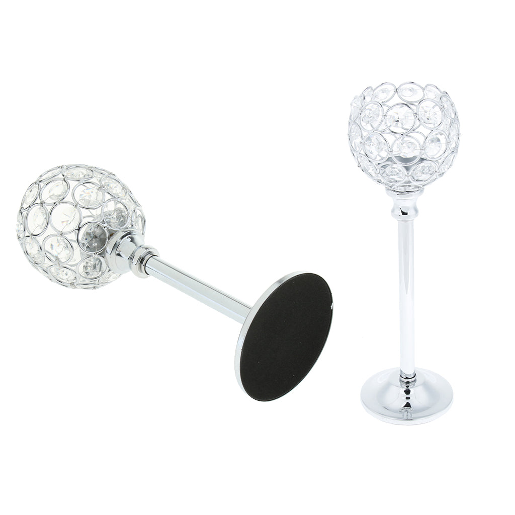 2x Mosaic Crystal Candle Holder Tealight Stand Candelabra Candlestick Silver