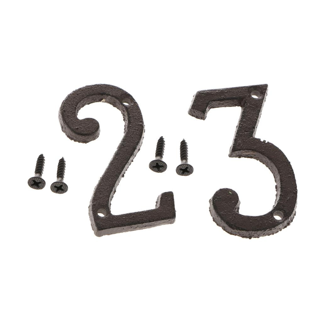 2x Wrought Iron Antique House Door Number Sign Plaque DIY Digit Numbers 2 3