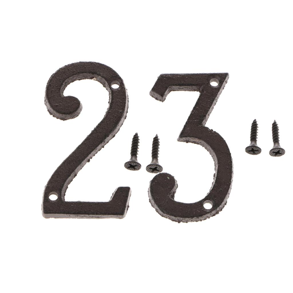 2x Wrought Iron Antique House Door Number Sign Plaque DIY Digit Numbers 2 3