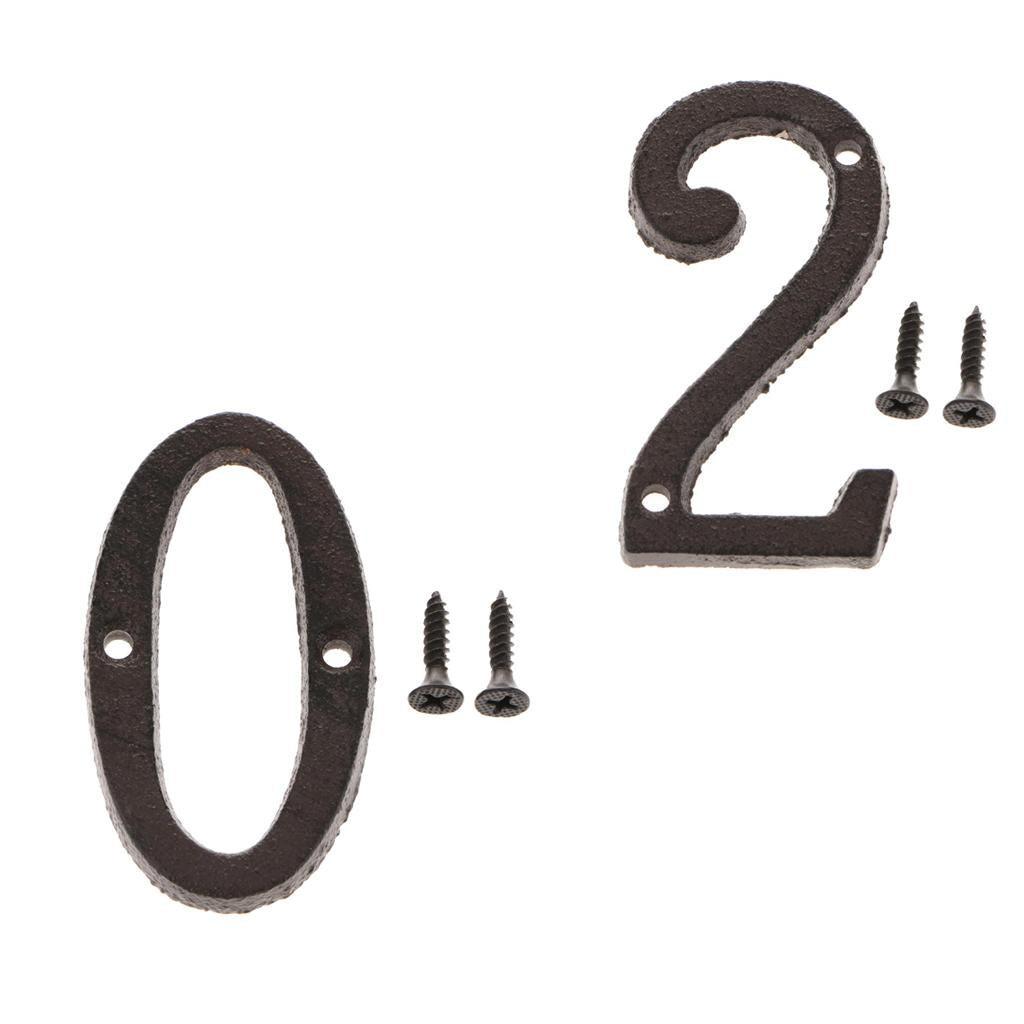 2x Wrought Iron Antique House Door Number Sign Plaque DIY Digit Numbers 2 0