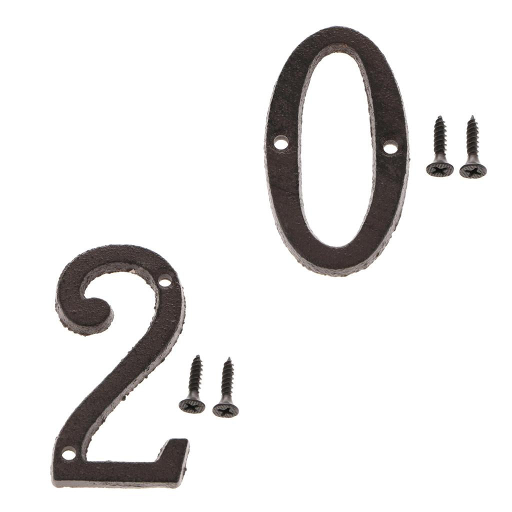 2x Wrought Iron Antique House Door Number Sign Plaque DIY Digit Numbers 2 0