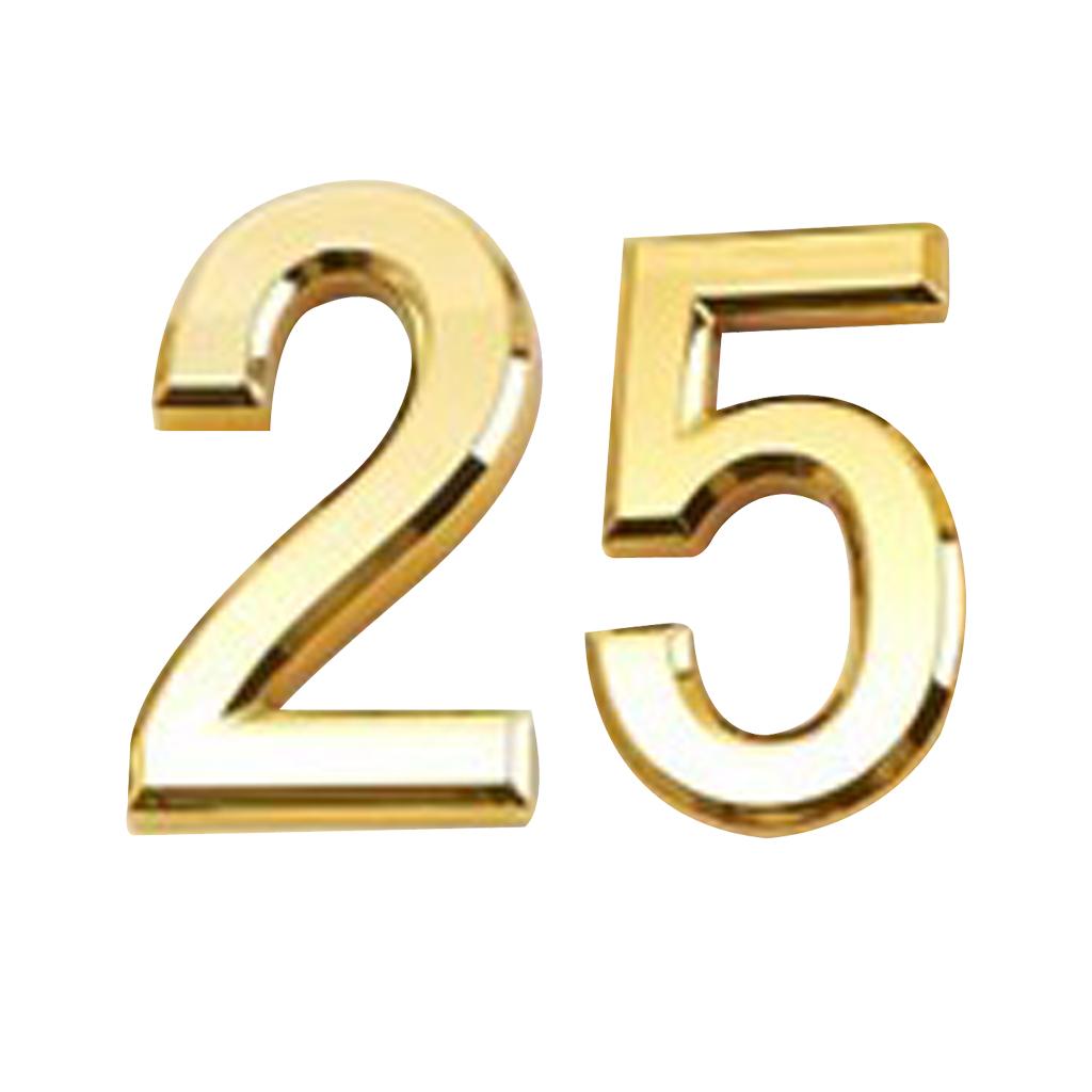 2x Gold Plastic Self-Adhesive Sticky Home Hotel Office Door Number Sign 2 5