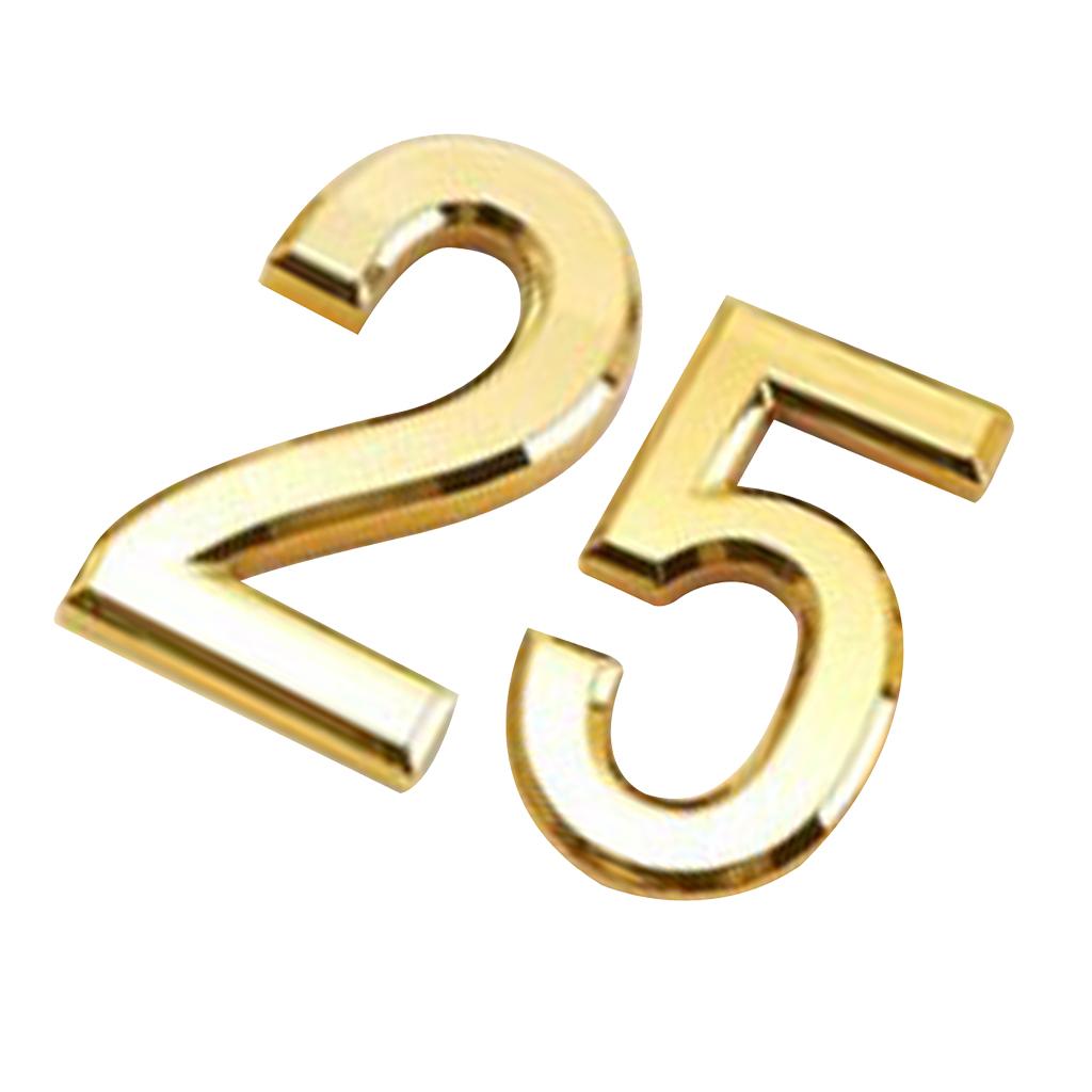 2x Gold Plastic Self-Adhesive Sticky Home Hotel Office Door Number Sign 2 5