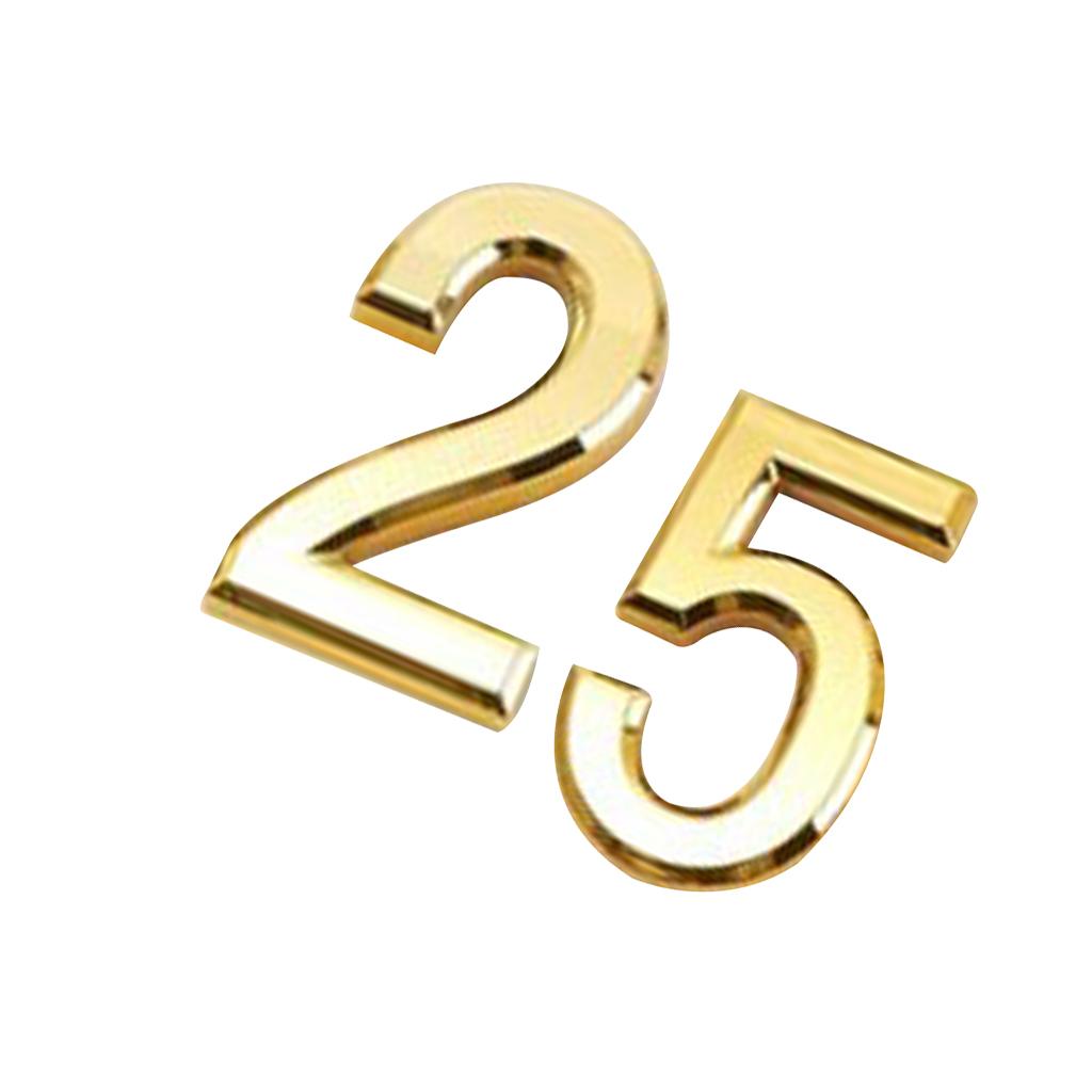 2x Gold Plastic Self-Adhesive Sticky Home Hotel Office Door Number Sign 2 5