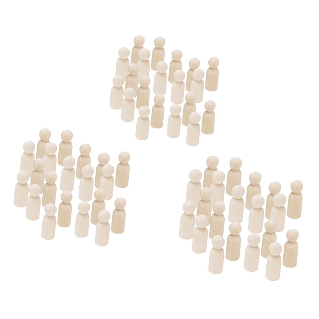 60 Pieces 35/43/55mm Man DIY Wood People Peg Dolls Wedding Cake Topper Craft