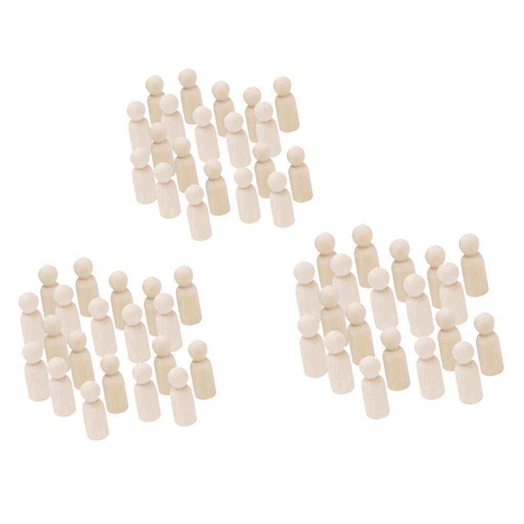 60 Pieces 35/43/55mm Man DIY Wood People Peg Dolls Wedding Cake Topper Craft