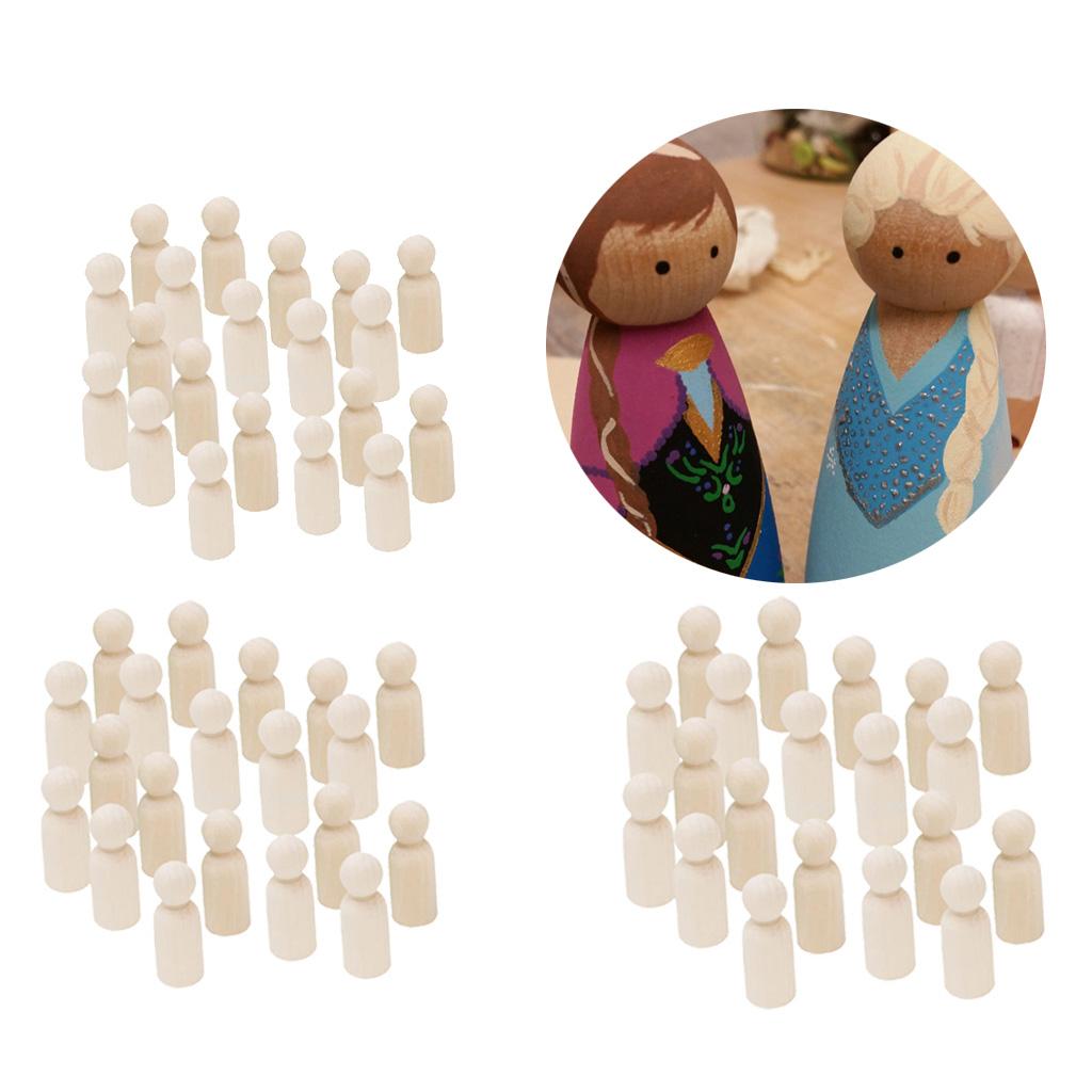 60 Pieces 35/43/55mm Man DIY Wood People Peg Dolls Wedding Cake Topper Craft