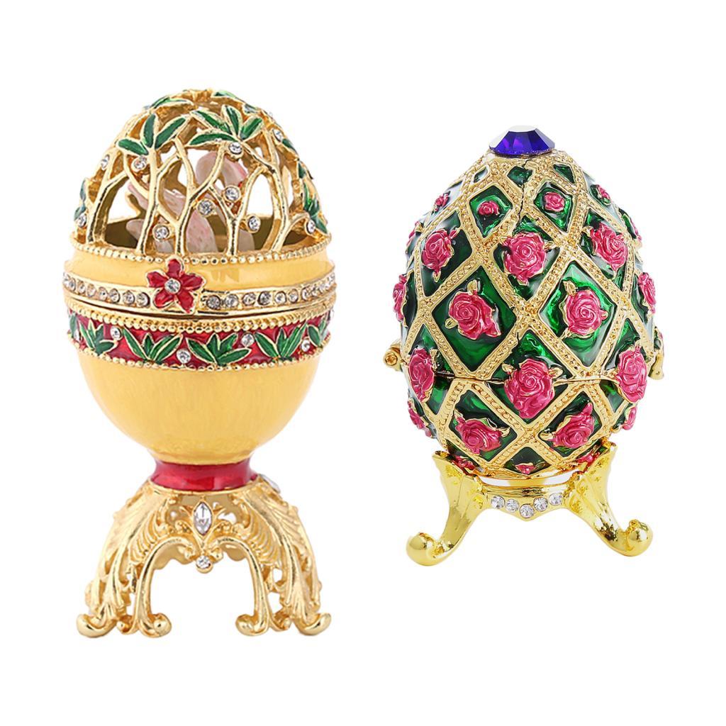 2 Pieces Easter Egg Enamel Jewelry Box Organizer Engagement Wedding Favors