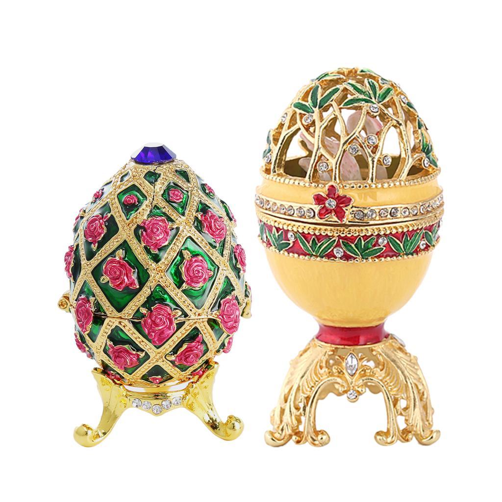 2 Pieces Easter Egg Enamel Jewelry Box Organizer Engagement Wedding Favors
