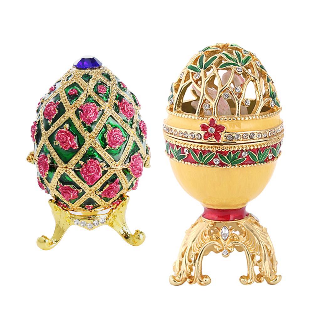 2 Pieces Easter Egg Enamel Jewelry Box Organizer Engagement Wedding Favors