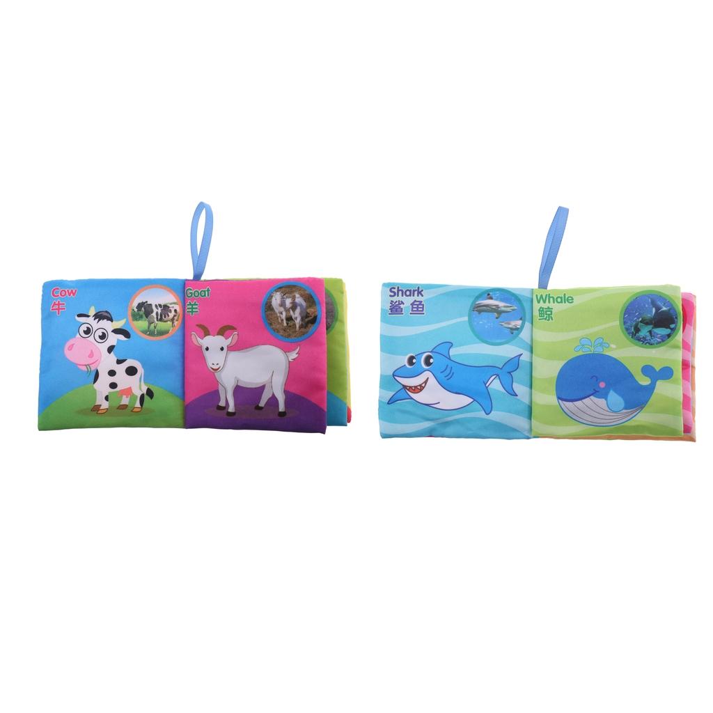 2Pcs Baby Intelligence Development Cloth Cognize Book with Sound