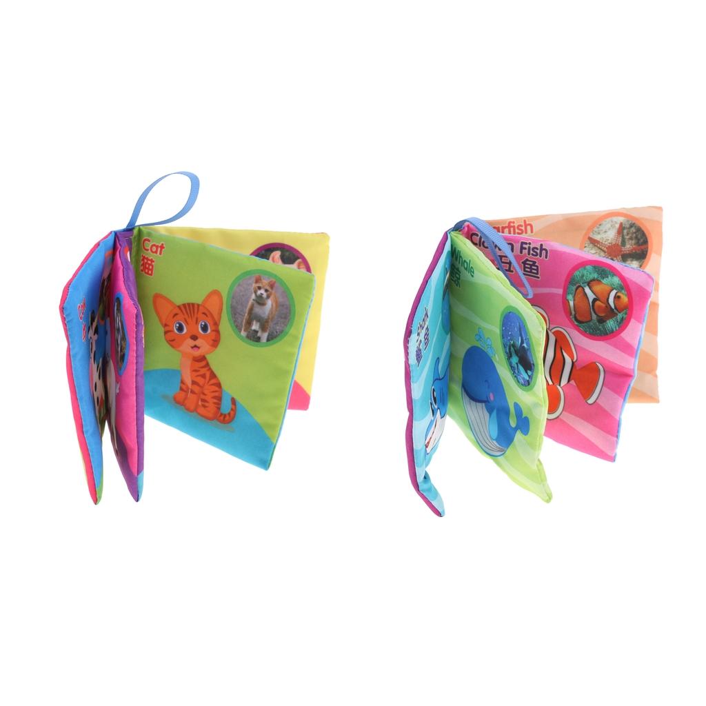 2Pcs Baby Intelligence Development Cloth Cognize Book with Sound