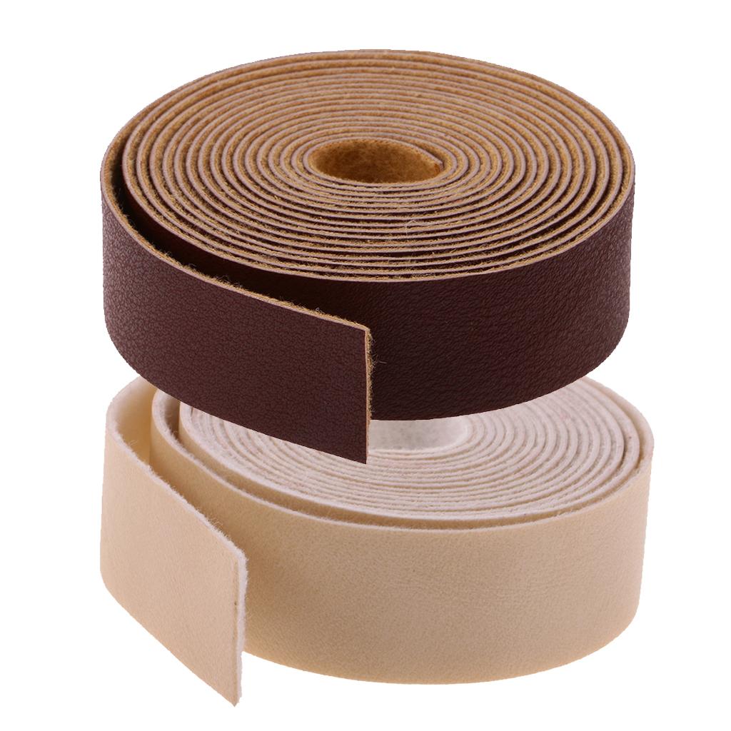2pcs 10 Meters Long DIY Leather Crafts Straps Strips 2cm Wide Beige/Coffee