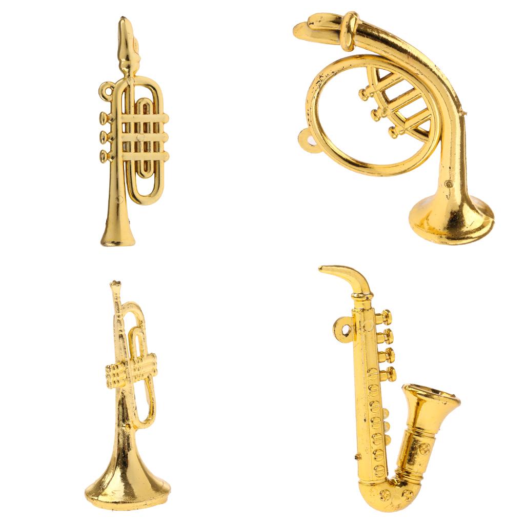 4 Pieces 1/12 Dollhouse Miniature Plastic Musical Instrument Model Accessory