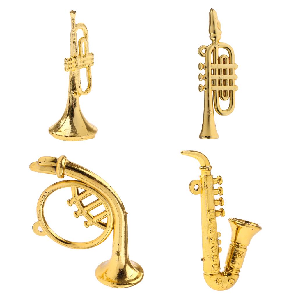 4 Pieces 1/12 Dollhouse Miniature Plastic Musical Instrument Model Accessory