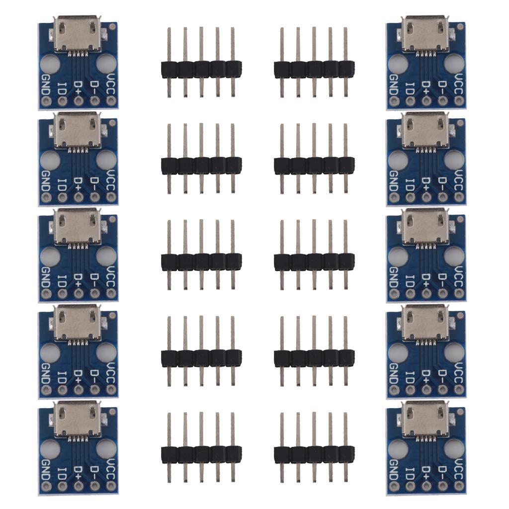 200pcs Female MICRO USB to DIP 5-Pin Pinboard 2.54mm micro USB type