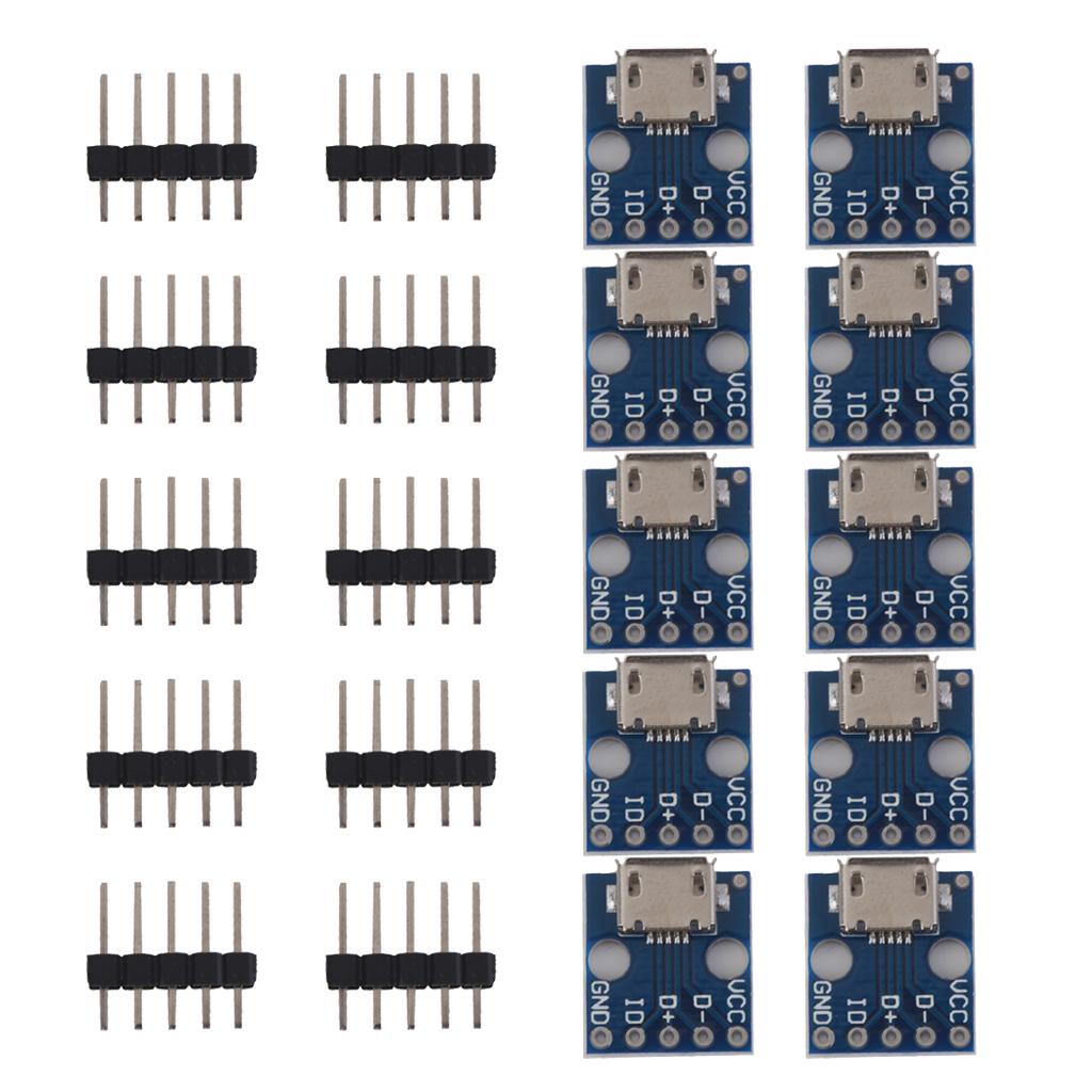 200pcs Female MICRO USB to DIP 5-Pin Pinboard 2.54mm micro USB type