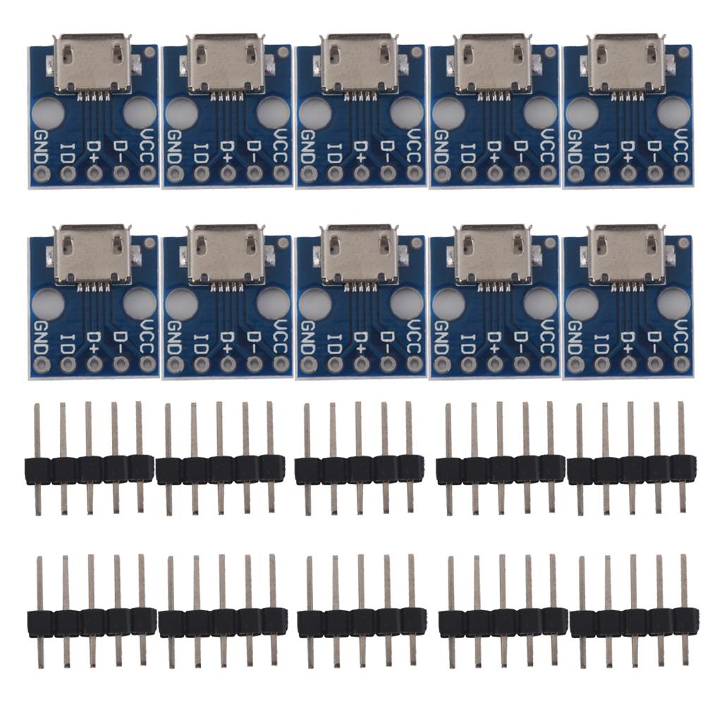 200pcs Female MICRO USB to DIP 5-Pin Pinboard 2.54mm micro USB type