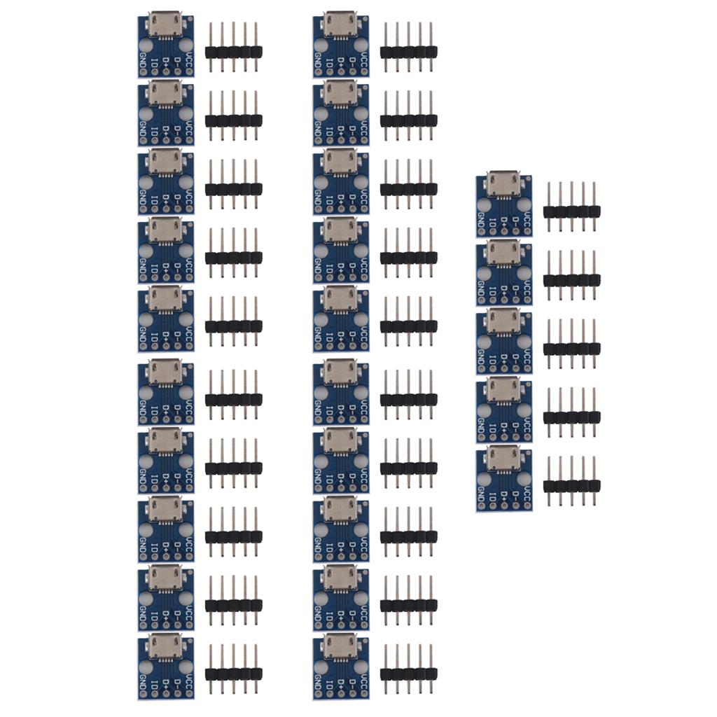 250pcs Female MICRO USB to DIP 5-Pin Pinboard 2.54mm micro USB type