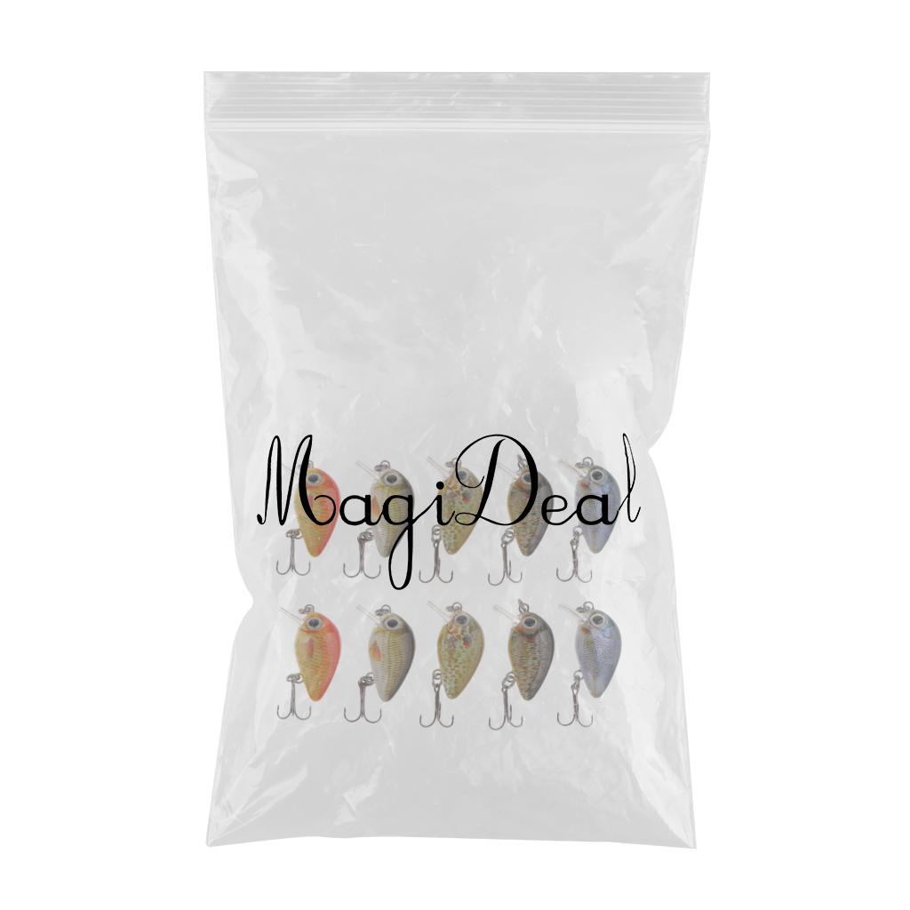10Pcs Mini Fishing Lures 5 Colors Baits 2.7cm Vibration Minnow Baits w/ Box