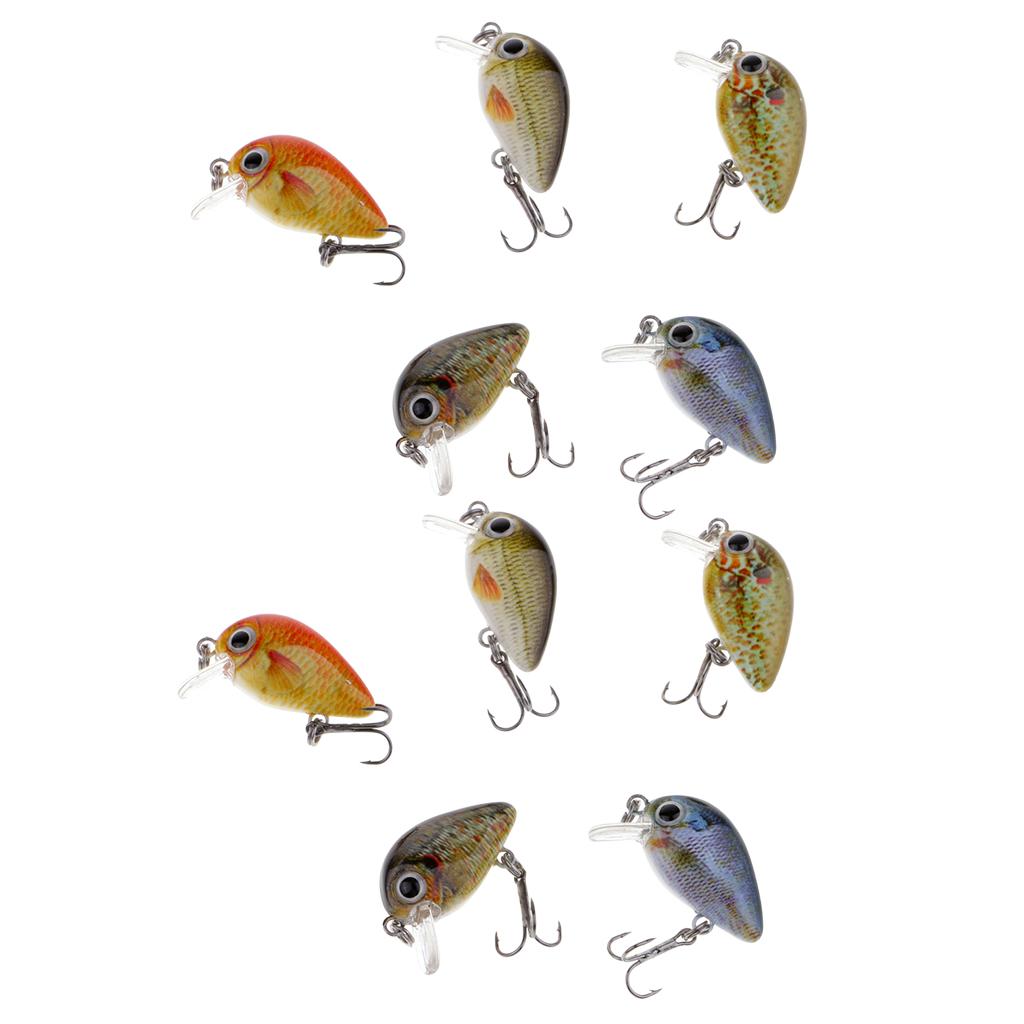 10Pcs Mini Fishing Lures 5 Colors Baits 2.7cm Vibration Minnow Baits w/ Box