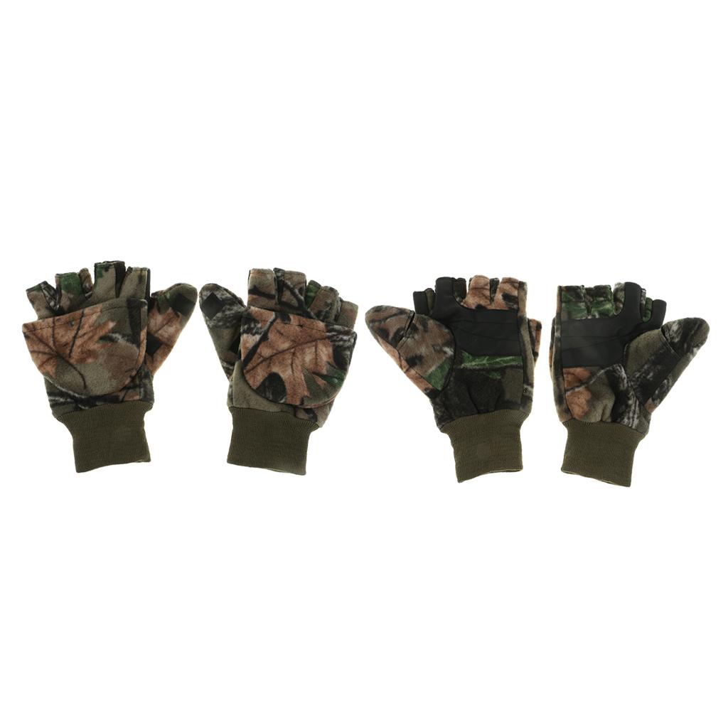 2 Pairs Winter Fishing Gloves Anti Slip Warm Camo Cycling Hunting Gloves
