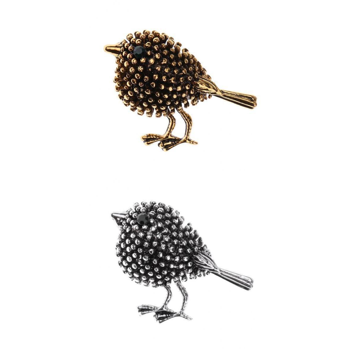 2 Piece Women Flower Wedding Brooch Bird Animal Diamond Corsage Collar Badge
