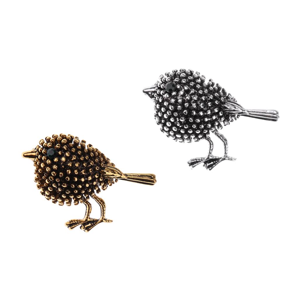 2 Piece Women Flower Wedding Brooch Bird Animal Diamond Corsage Collar Badge