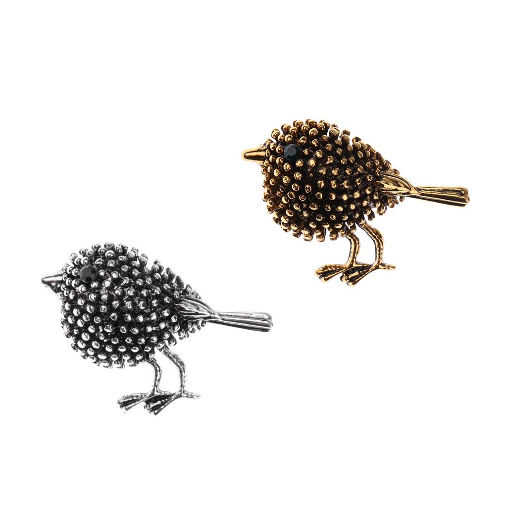 2 Piece Women Flower Wedding Brooch Bird Animal Diamond Corsage Collar Badge