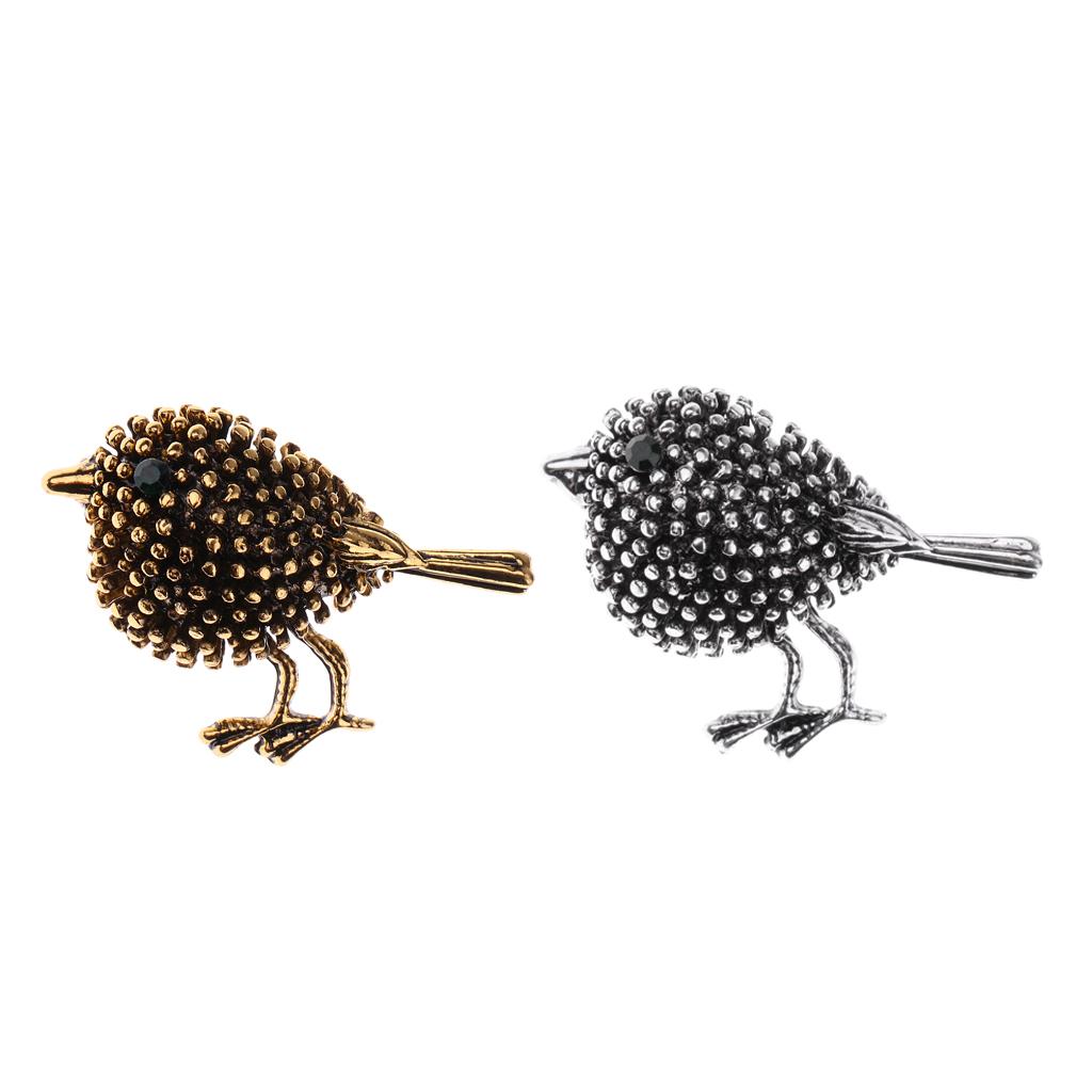 2 Piece Women Flower Wedding Brooch Bird Animal Diamond Corsage Collar Badge