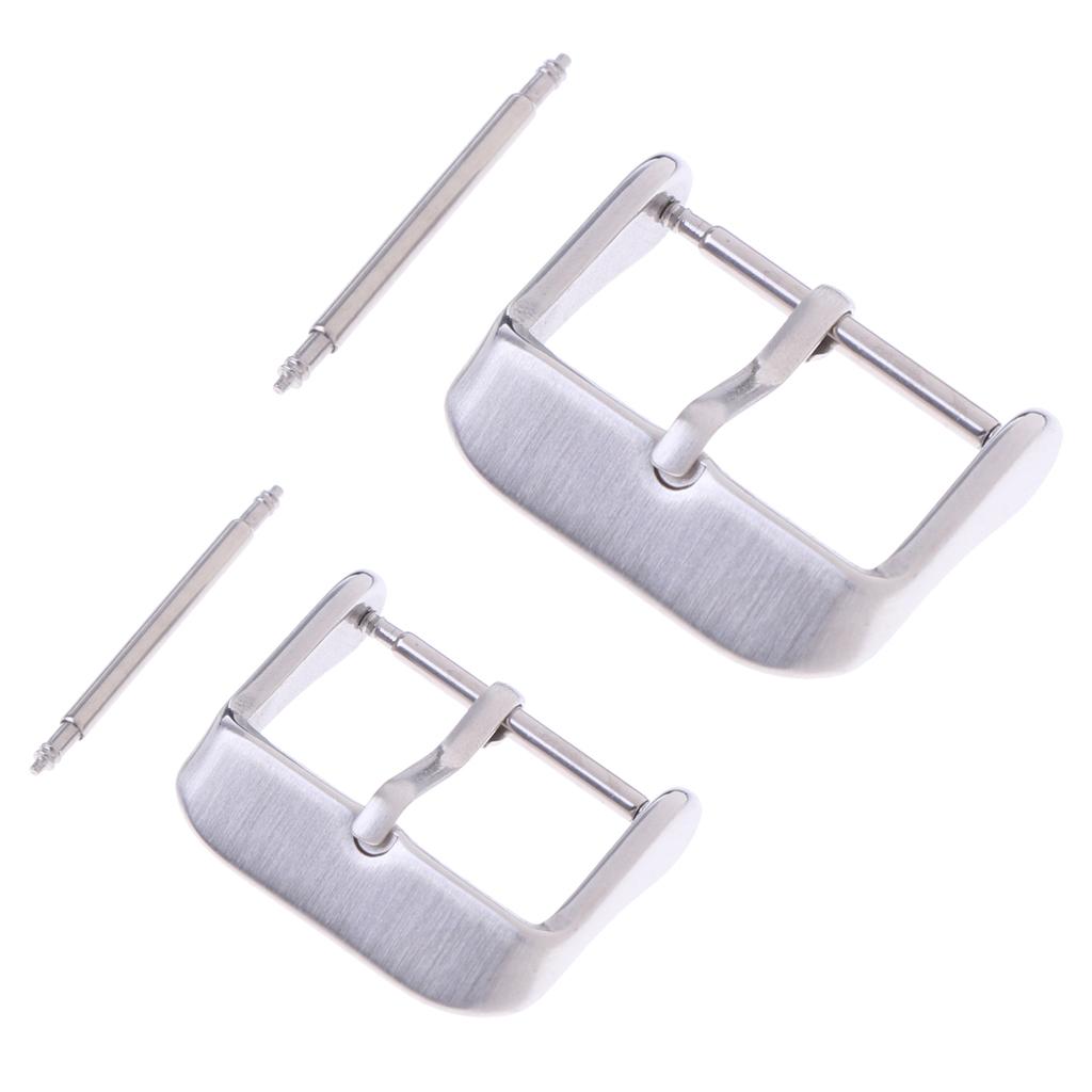 2 Pieces Watch Strap Buckle 16mm 18mm Stainless Steel WristBand Clasp Pin