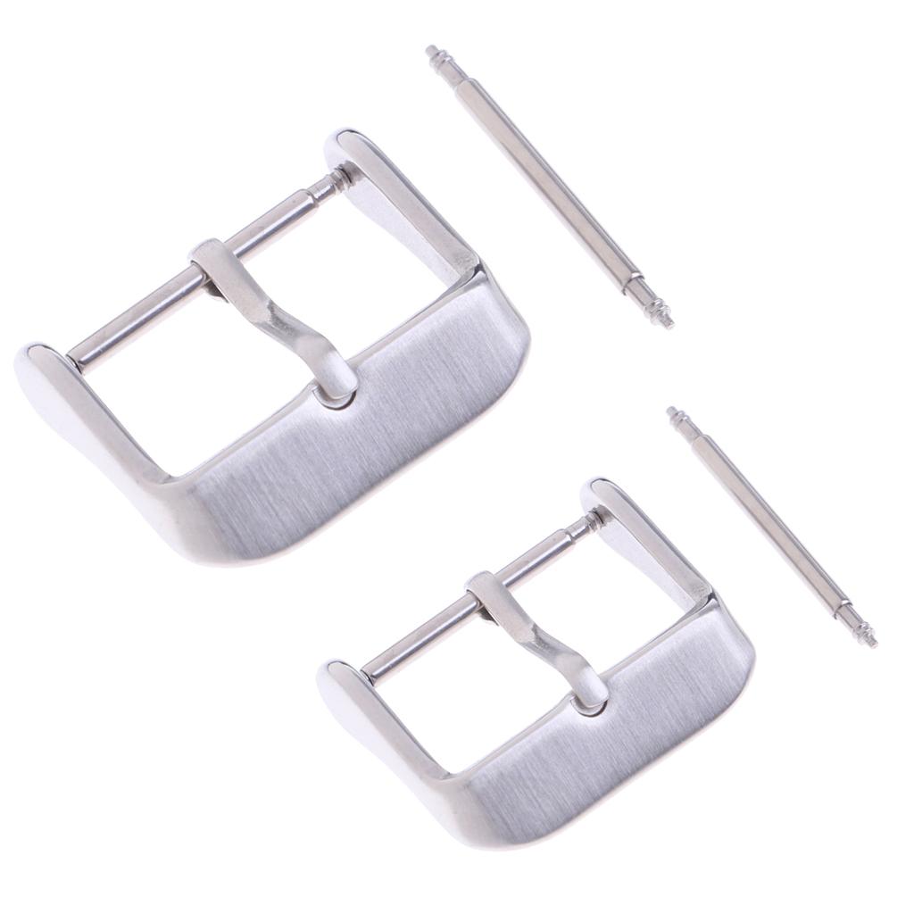 2 Pieces Watch Strap Buckle 16mm 18mm Stainless Steel WristBand Clasp Pin