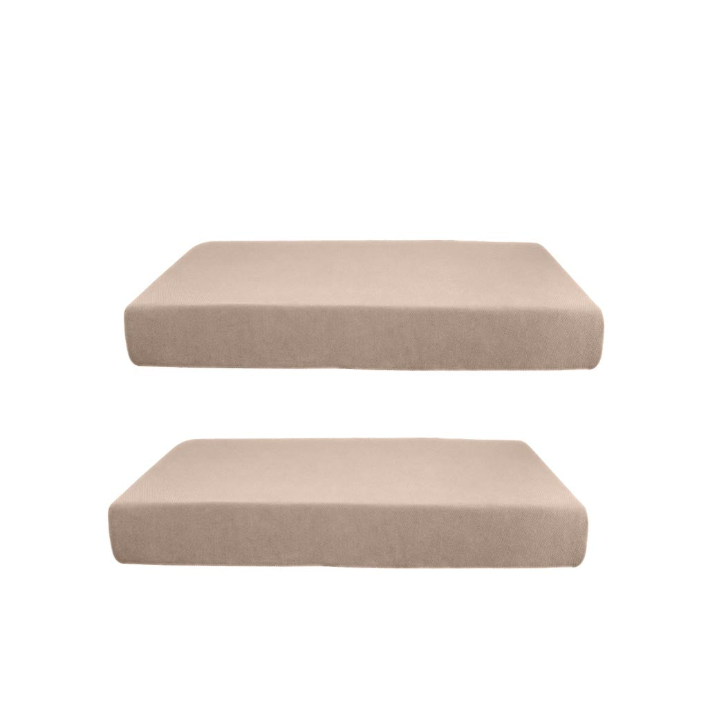 2x Beige_Size S Jacquard Spandex Sofa Couch Seat Cushion Cover