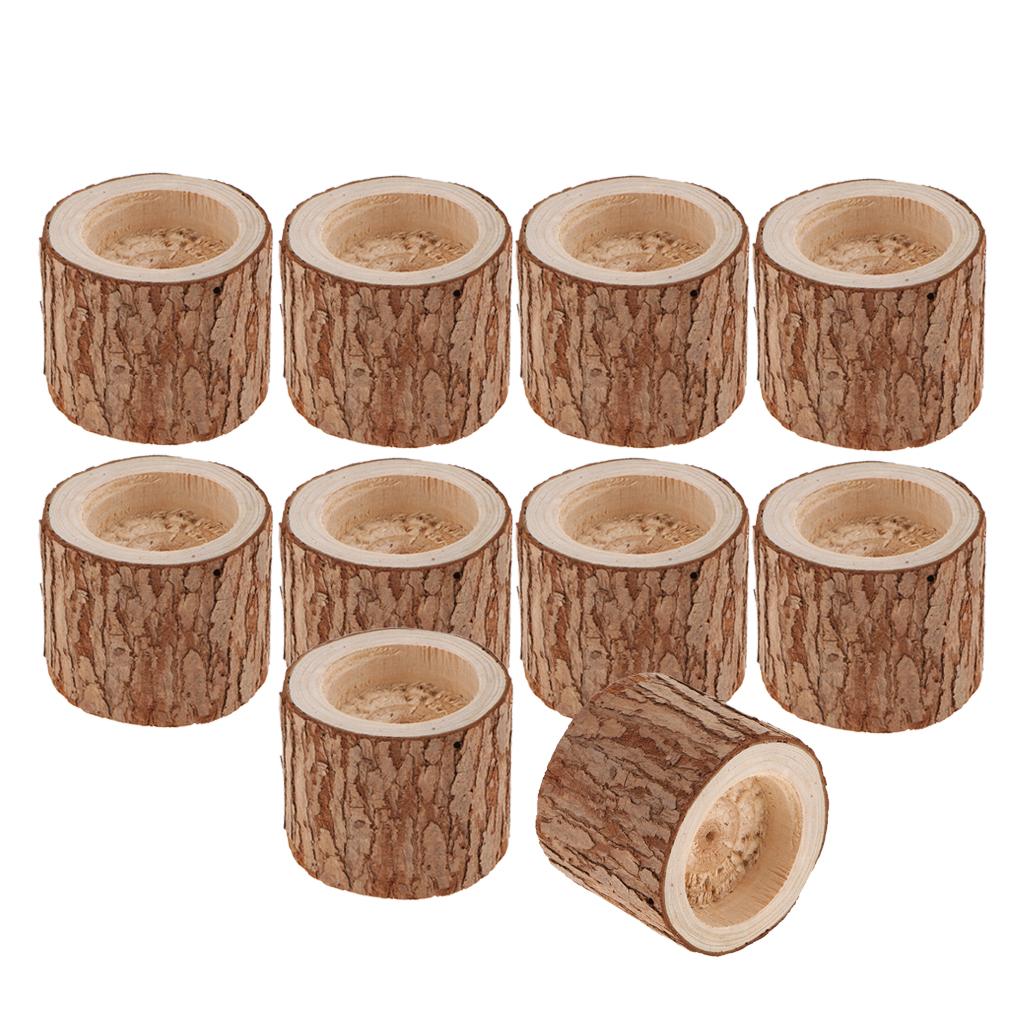 10 x Tree Branch Wooden Tea Light Candle Holder Decorative Ornament 5cm
