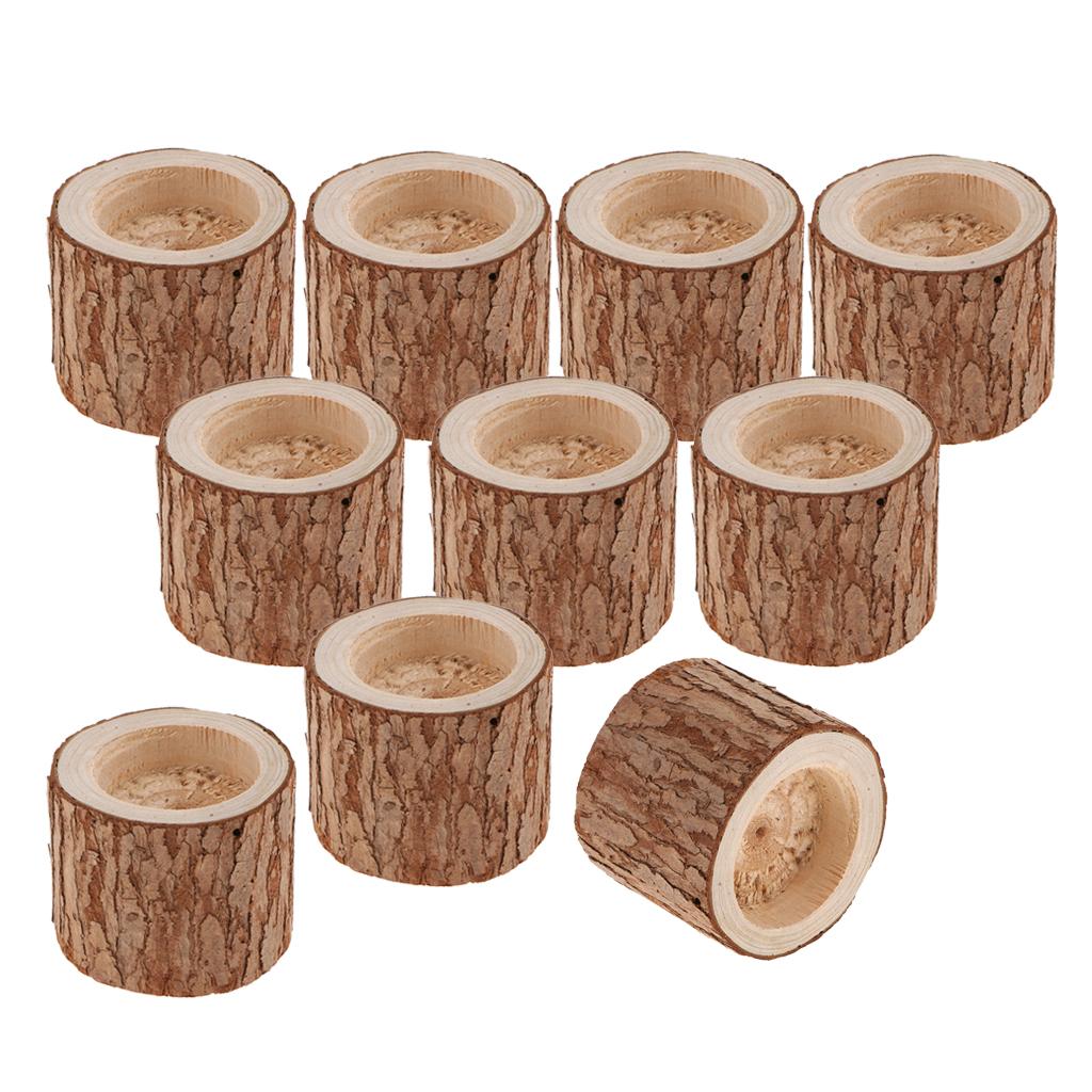 10 x Tree Branch Wooden Tea Light Candle Holder Decorative Ornament 5cm