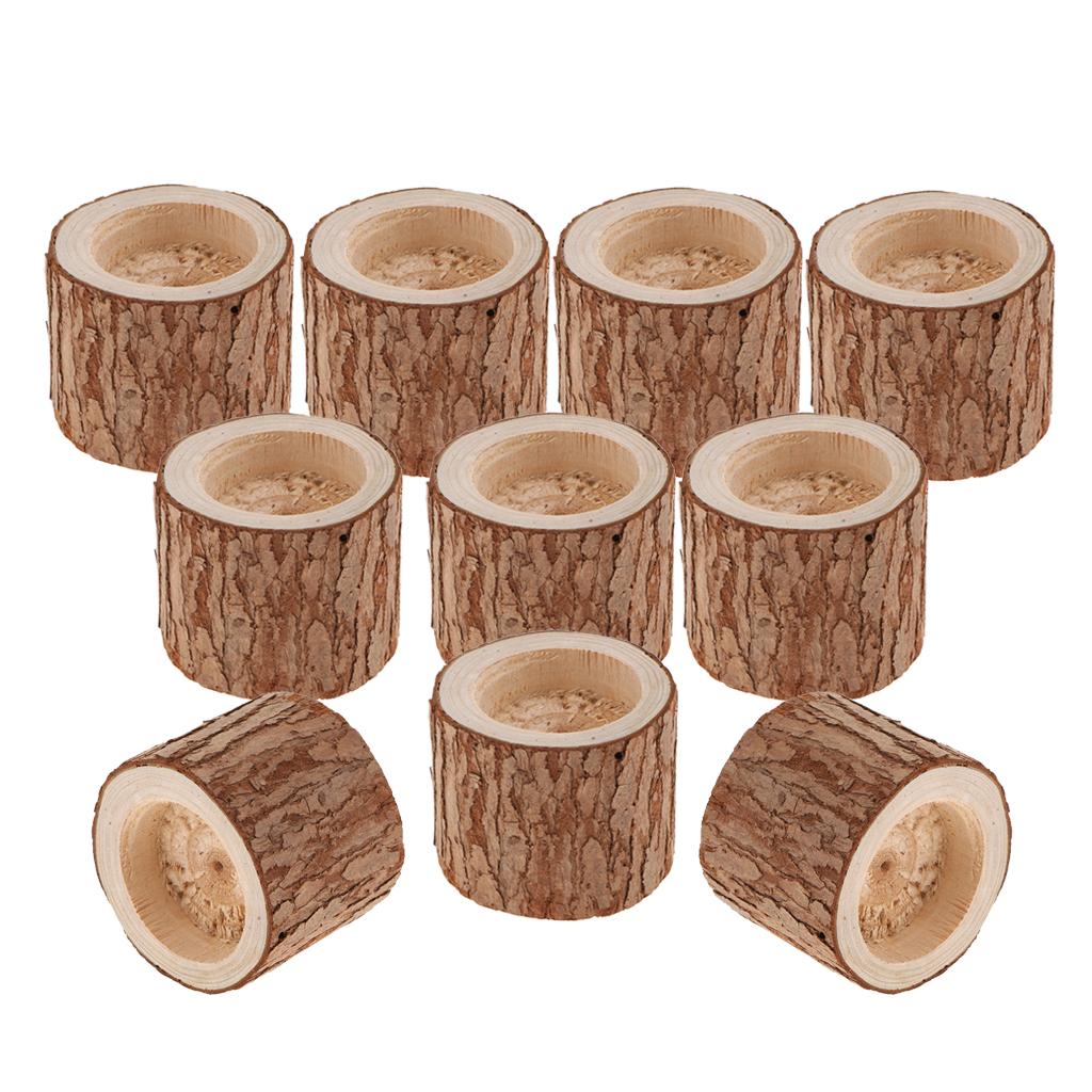 10 x Tree Branch Wooden Tea Light Candle Holder Decorative Ornament 5cm
