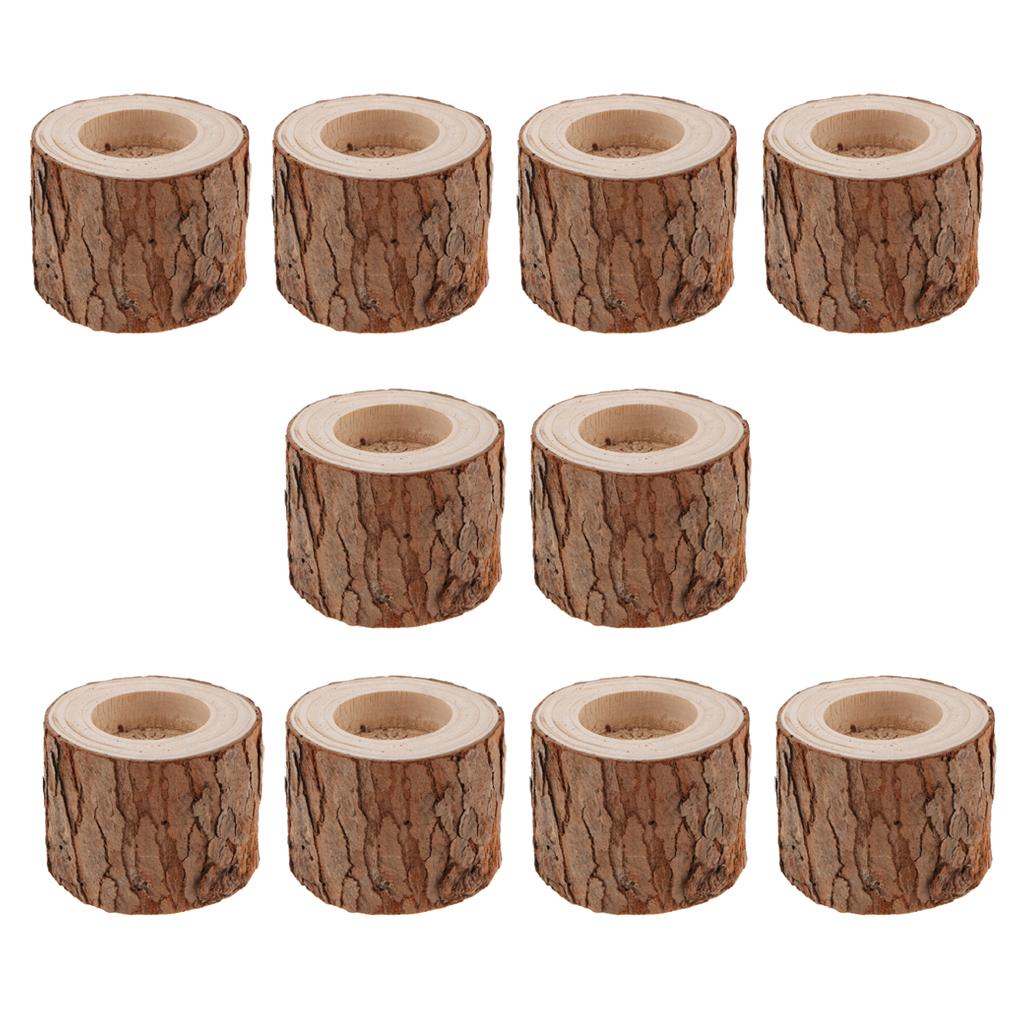 10xTree Stump Candle Holder Wooden Tea Light Candlestick Dinner Wedding 6cm