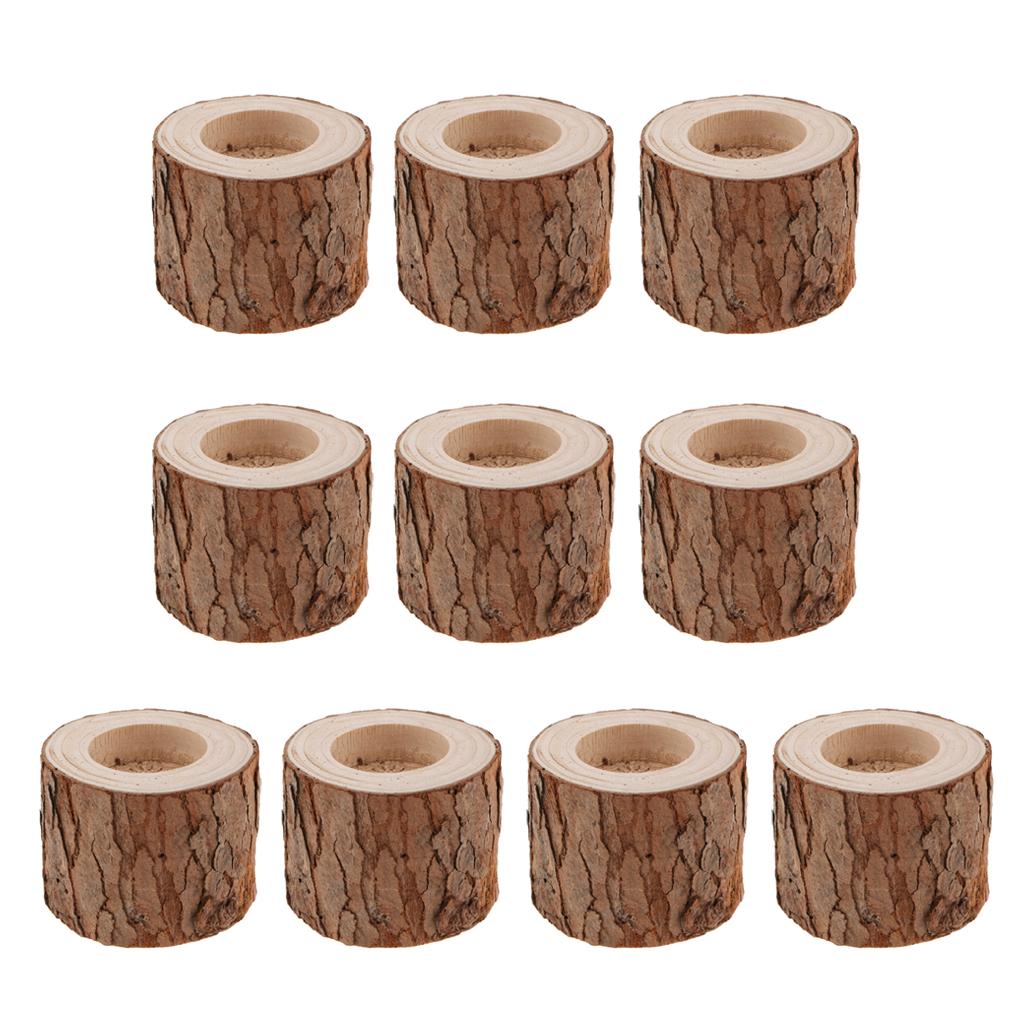 10xTree Stump Candle Holder Wooden Tea Light Candlestick Dinner Wedding 6cm
