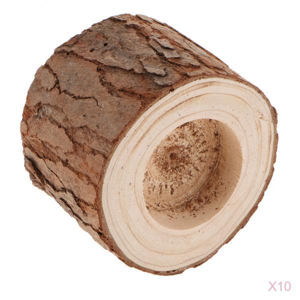 10xTree Stump Candle Holder Wooden Tea Light Candlestick Dinner Wedding 6cm