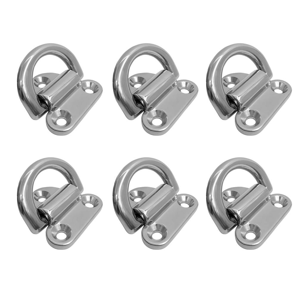 6pcs Folding Pad Eye Deck Lashing Ring Staple Cleat for Trailer Marine Boat